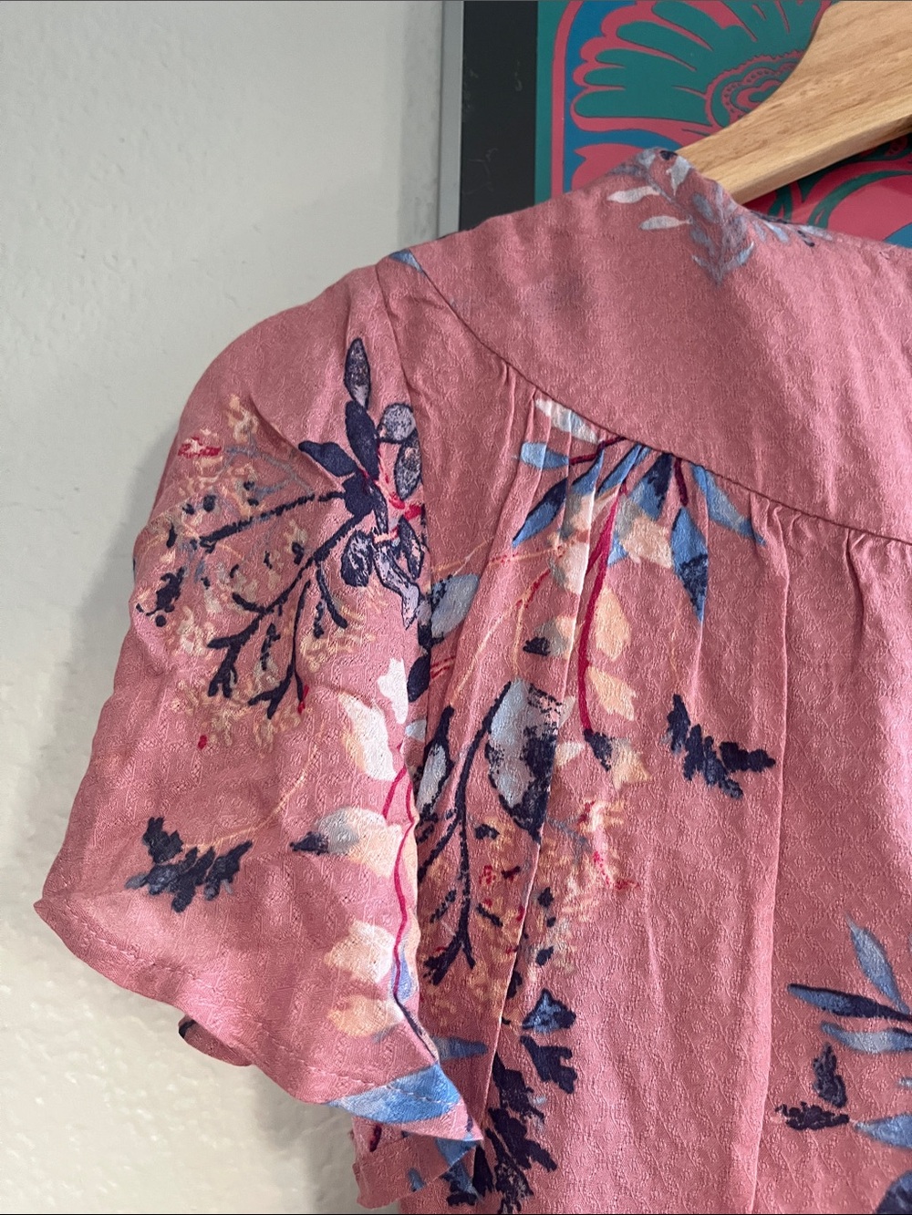 EUC Lulu's Rose-Pink Floral Wrap Maxi Dress with Tie Waist